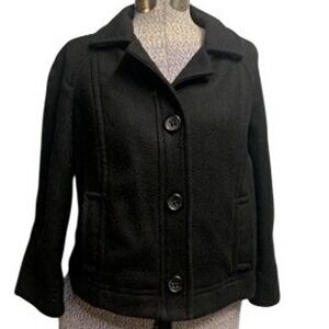 GAP Womens Black Button Front Cropped Wool Jacket Size S